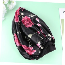 TOVINANNA Large Size Satin Sleep Cap Salon Sleep Cap Elastic Wide Brim Silk Hair Bonnet for Shower Home Use