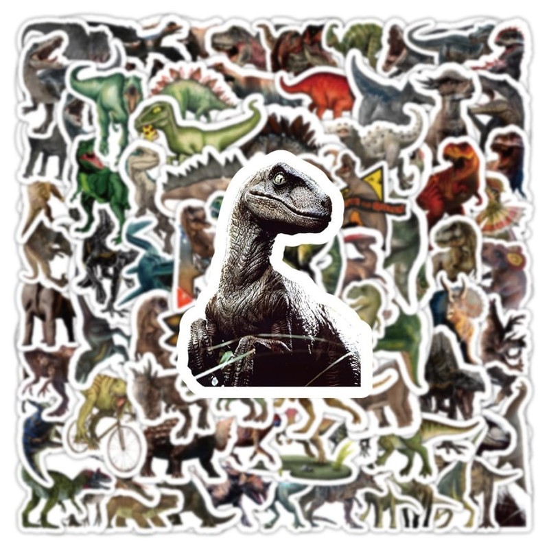 [Set of 100] Realistic Dinosaur Sticker Set, Tyrannosaurus, Triceratops, Ancient