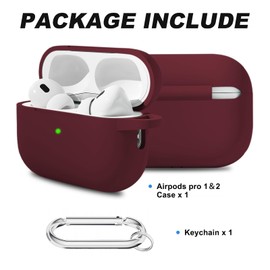 MOLOPPO for AirPods Pro 2 Case Cover, Compatible with AirPods Pro 2nd/1st Generation Case Cover Accessories with Keychain,Wine Red