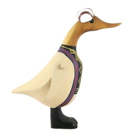 Brave Wings Hand Carved Wooden Bamboo Duck ~ Duck in Traditional Costume 23cm High ~ Ornament Sculpture Figurine Statue Unique Table Decoration Home Decor ~ 1915