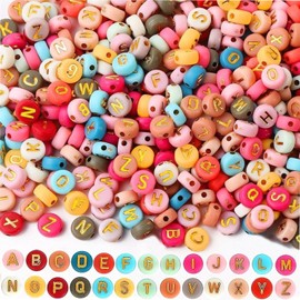 Pack of 1200 Colourful Letter Beads, Suiyeejan 7 mm A-Z Letter Beads Set, Coloured Alphabet Beads, Adults for Christmas, Holidays, Birthdays, Parties etc., Colourful