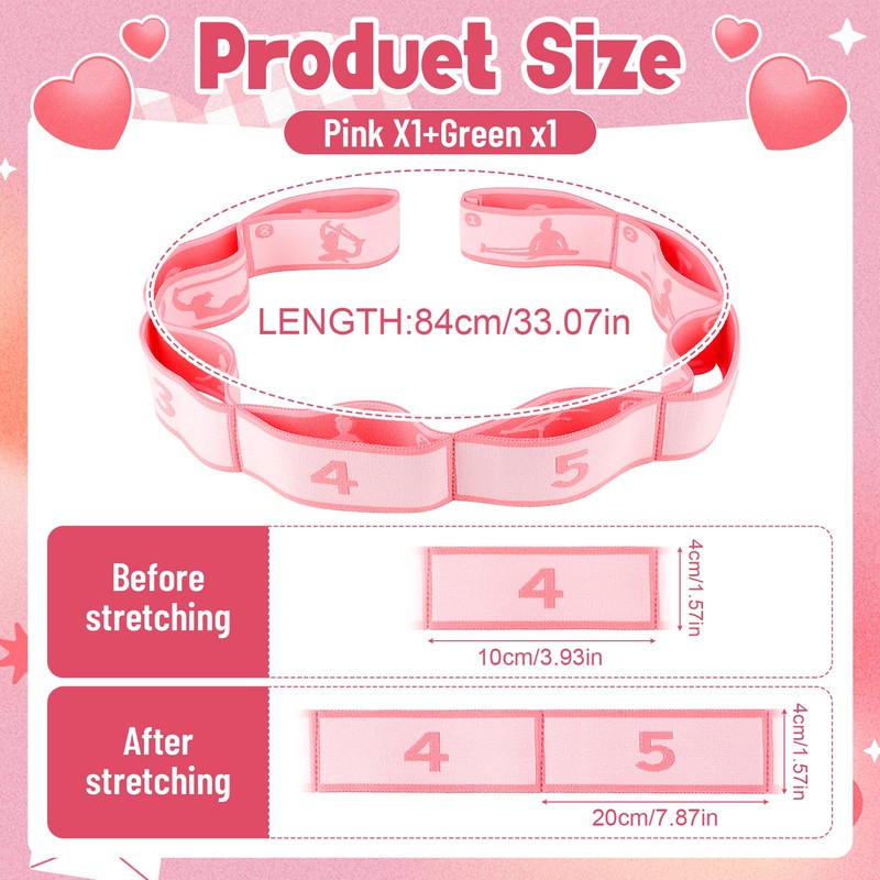 Zuimei 2Pcs Stretching Bands Gymnastics Stretch Band Yoga Straps with