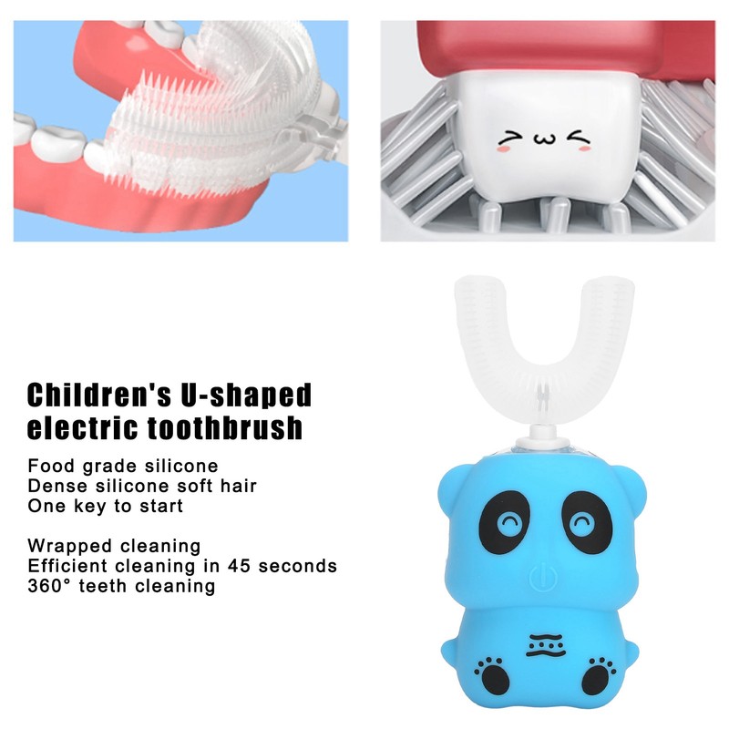 Children U shaped Sonic Toothbrush Waterproof Portable Cartoon Cute Electric