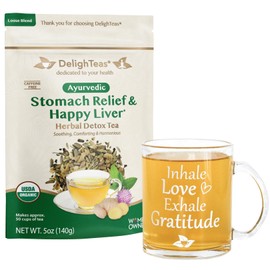 DelighTeas DelighTeas Organic Liver Detox Tea with Inspirational Tea Mug | Stomach Relief & Liver Cleansing | Ayurvedic Loose Leaf Milk Thistle, Fennel, Ginger Tea for Digestion