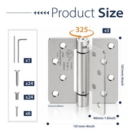 4 Inch Self Closing Door Hinges,3-Pack Spring Hinges,1/4" Radius Corners