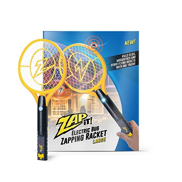 Zap It! Bug Zapper Rechargeable Fly Zapper Racket, Electric Fly Swatter, Mosquito Zapper, 4,000 Volt, USB Charging Cable, Large