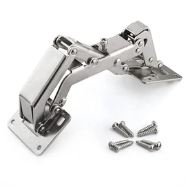 KAFENDA 170 Degree Hinges Frameless Cabinet Door Hinges, Hidden Hydraulic Adjustable Mounting, Soft Closing, Stainless Steel Buffer Damping Wardrobe, 1 Pair (Full Coverage)