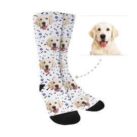 Custom Print Your Photo Pet Socks, Custom Rose Bulldog White Paw Bone Crew Socks Unisex