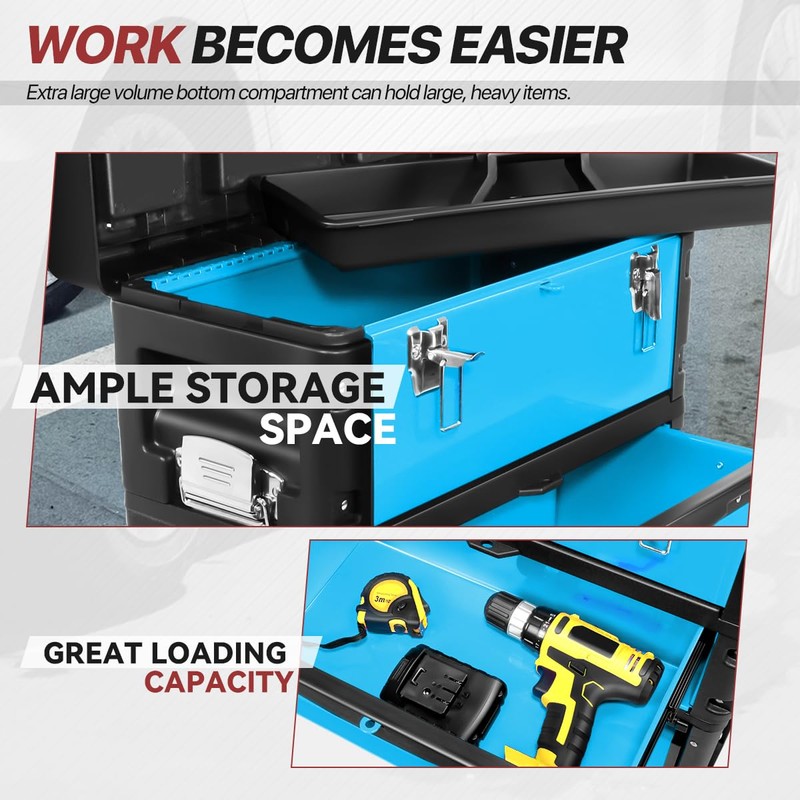 D SOLUTIONS Rolling Tool Box 3-Drawer, Stackable Garage Organizer, Home