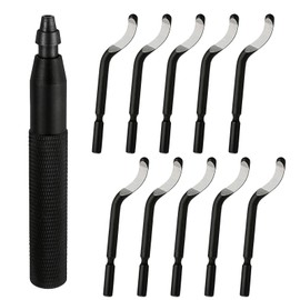 11 Pcs Deburring Tool with 10 High Speed Steel Rotary Burr Removal Blades for 3D Printing,360° Rotating Pipe Deburring Tool Precision Edge Burr Removal,Deburring Tool Ideal for Metal, Resin, PVC Pipes