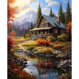 14CT Counted Cross Stitch Kits for Adults Mountain Flowers Advanced Stamped Cross Stitch Kits for Adults (Mountain 3)