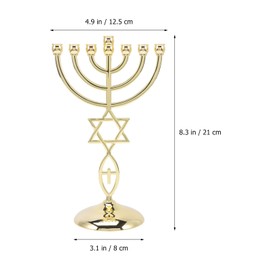 Veemoon Traditional Jewish Menorah Metal Candelabra Candle Holders Temple Candle Holder 7-Branch Taper Candle Stand Vintage religious menorah for Easter Fireplace Table Wedding Decoration