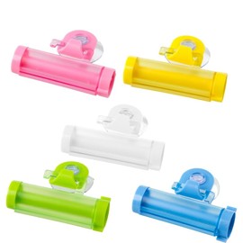 Lurrose 6 Piezas Exprimidor De Pasta De Dientes con Ventosa Extrusor Manual para Pasta De Dientes Limpiador Facial Cosméticos Lociones Y Cremas Ahorra Residuos En Tubos Color Aleatorio