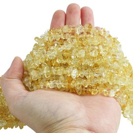 Lovionus89 150 cm Citrine Irregular Shaped Crystal and Healing Tumbled Chip Stone Beads for Jewellery Making