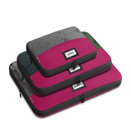 ZOOM LITE Set of 3 Durable Compression Packing Cubes Travel Organizer for Suitcases Made from Recycled Plastic Bottles, Featuring Double Zippers for Hassle-Free Packing Travel Essentials