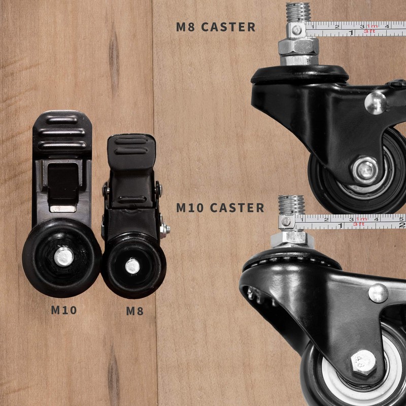 VIVO 1.5 inch M8 Threaded Locking Caster Wheels, Set of