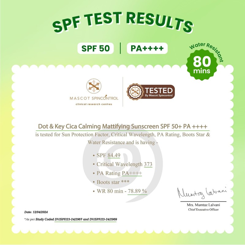 Dot & Key CICA Calming Mattifying Sunscreen SPF 50 PA++++