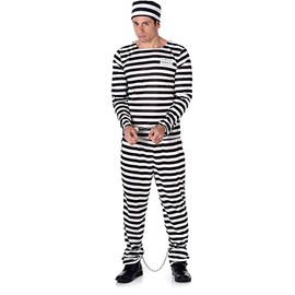 Generique - Black and white prisoner costume for men 44 - 46