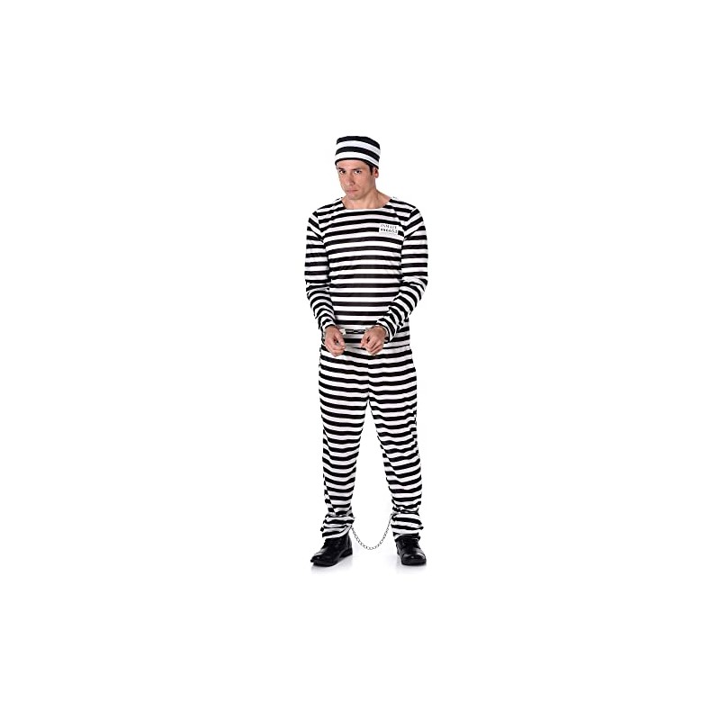 Generique - Black and white prisoner costume for men 44