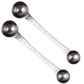 AUEAR, 2 Pack Endurance Stainless Steel Coffee Measuring Scoops Spoons 1 Tablespoon and 1 Teaspoon Long Handle with Tick Mark for Tea Sugar