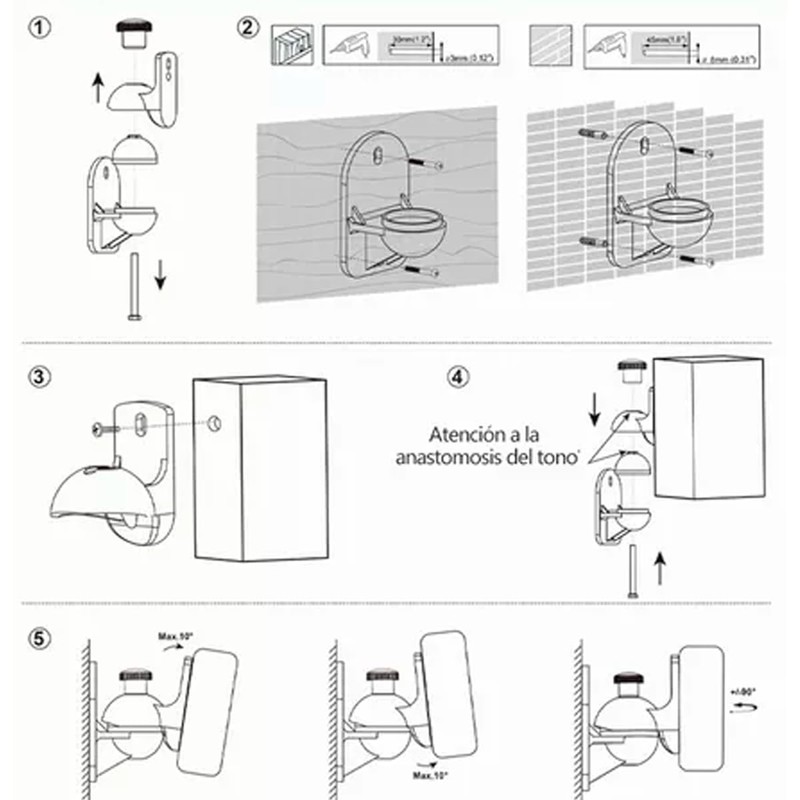 Vmingo Base Bocina Soporte de Pared Montaje Home Theater Teatro