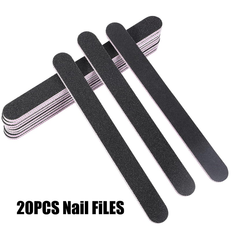 20PCS Professional Nail Files, Double Sided Emery Board, Washable 100/180