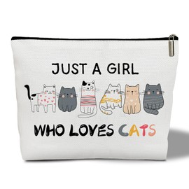 Cat Lover Gifts Makeup Bag for Women, Who Love Cats Makeup Bags Animal Lovers Cat Owner Gift For Cat Mom Aunt Bestie BFF Sister, Cat Accessories Toiletry Pouch Travel Organizer Bag - 10