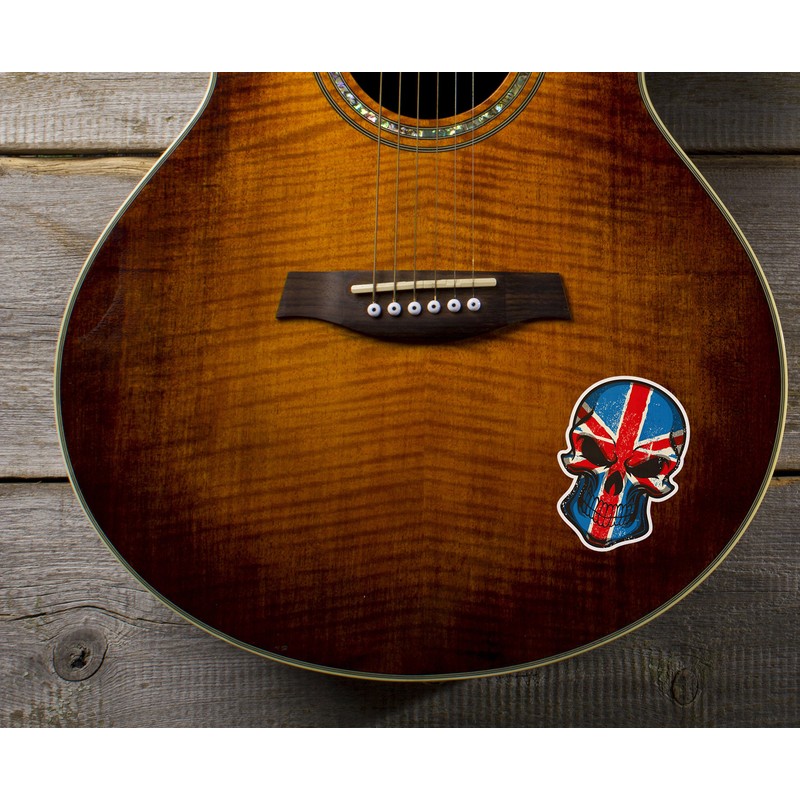 2 x Glossy Vinyl Stickers - Union Jack Flag Skull