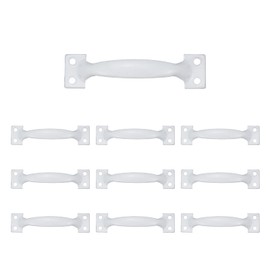 Dahszhi 10Pcs 4 Inch Rustic Gate Handle Pulls Vintage Utility Door Pulls for Home Improvement, Barn Door Hardware with Screws,Painted White