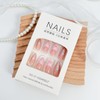 24pcs Pink French Tip Press On Nails With Rhinestones 3D