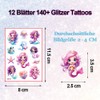 Mermaid Glitter Tattoo Set Children, 12 Sheets Mermaid Fake Tattoos