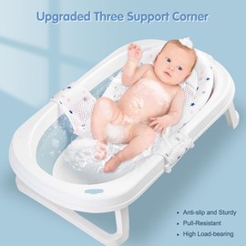 Colorlife Baby Bath Seat Support Net Infant Bathing Seat Support Mat, Adjustable Comfortable Non-Slip Three-Pointed Baby Shower Net Bathtub Sit Up Mesh for Newborn 0-6 Months-White(No Bathtub)