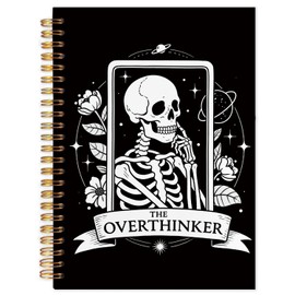 WUCHJ the Overthinker Tarot Card Spiral Notebook Journal, Gothic Goth Skull Notebook Journal, Witchy Journal, Goth Office Supplies, Witchy Stuff Spiral Notebook 5.5x8.3
