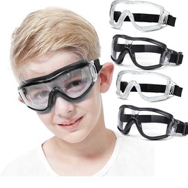 MOVNUOCA 4 Pack Kids Safety Glasses, Kids goggles, Scratch, Impact and Ballistic Resistant Safety Goggles (Black+Black+White+White)