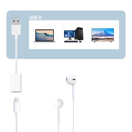 Fidioto USB Male to Lightning Female Audio Adapter Cable Type A to Lightning Dongle Converter Support Volume Control Mic Compatible with MacBook Computer PC Headphone,Earphones, Earbuds, and More