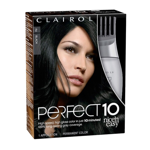 Clairol Nice'n Easy Perfect 10 Permanent Hair Color, 2 Black, Pack of 1