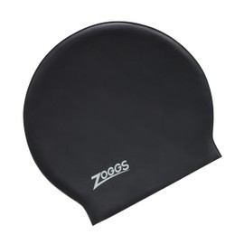 Zoggs Unisex Adult Long Hair Latex Swimming Cap, Black, One Size
