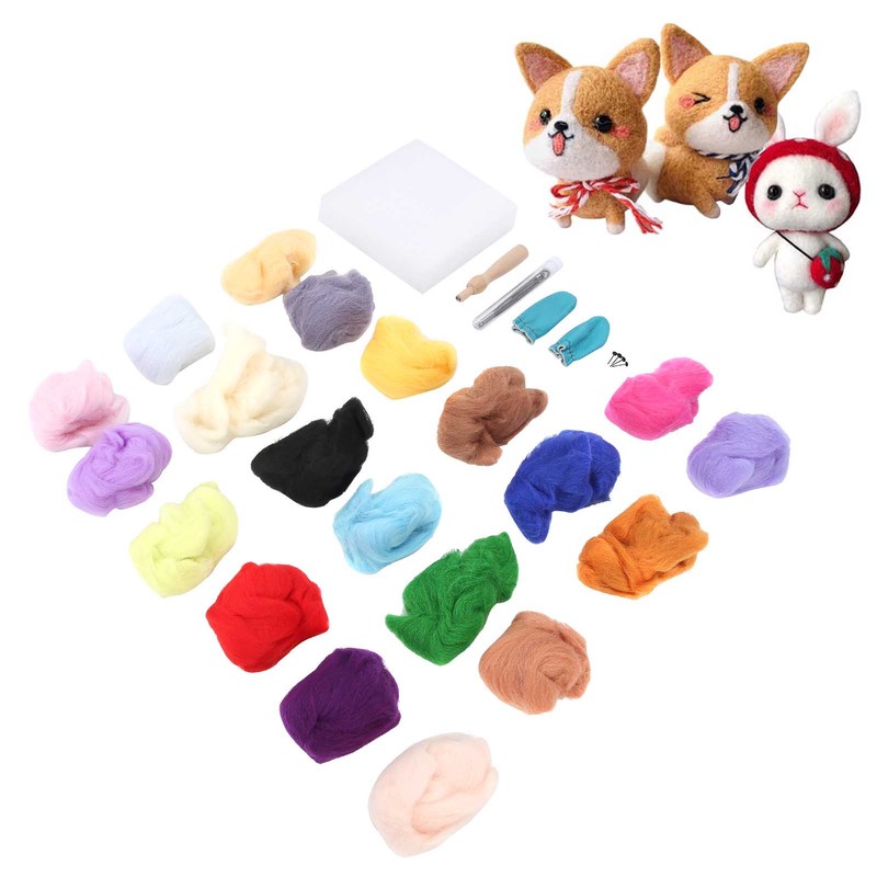 Needle Wool Felt Kit 20 Colors 5g Felting Supplies Tools
