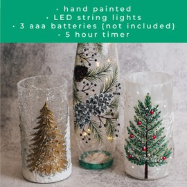 A Cheerful Giver - Pinecone - LED Glass Vase - 3.75" x 12" - Winter Decor