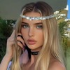 Flayem Women's Head Chain Black Shiny Elastic Rhinestone Headband (Black,