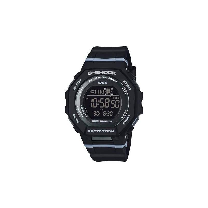 Casio G-Shock Step Tracker Black with Light Blue Digital Watch