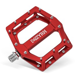 MZYRH Bicycle Pedals 9/16 Inch CNC Aluminium MTB Pedals Lightweight Non-Slip Bicycle Pedals for Mountain Bike, City Bike, Road Bike (Red)