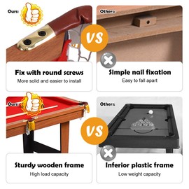 GYMAX Mini Pool Table, Tabletop Pool Set Billiards Game Set Includes Game Balls, Sticks, Chalk, Brush and Triangle (Red, 48")