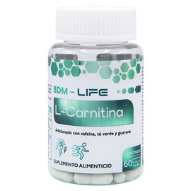 BDM-LIFE L-Carnitina con Cafeína, Té Verde y Guaraná, Energía y Metabolismo, Suplemento Alimenticio, 60 cápsulas