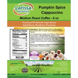 Pumpkin Spice Cappuccino Medium Roast Coffee (Gourmet, Naturally Flavored, Whole Coffee Beans) (8 oz, ZIN: 569382)