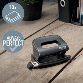 Leitz NeXXt Recycle Mini Hole Punch, 10 A4 Sheet Puncher, 100% Recyclable, Steel & Recycled Plastic, Eco Friendly, Recycle Range, Red, 50100025