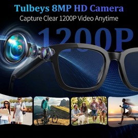 Tulbeys Camera Glasses with AI Smart Features and Open-Ear Audio