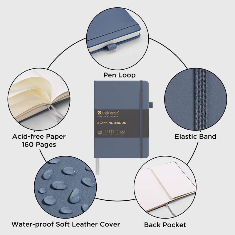 &And Per Se Blank Journal Notebook, 160 Pages, 5.7 x