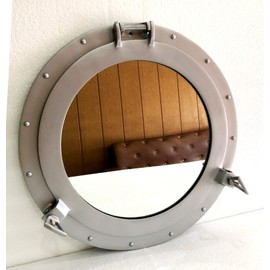 11.5" Mirror Porthole Silver Powder Coated Finish Wall Hanging Nautical Home Decorative