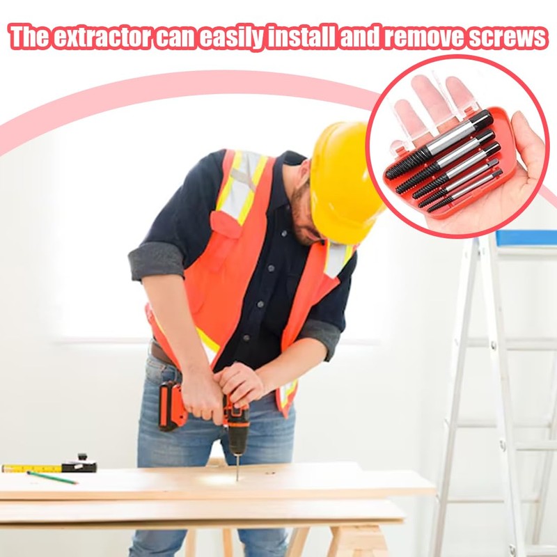 SGERUFZ 5 Piece Professional Screw Extractor Set, Left Extractor Set,